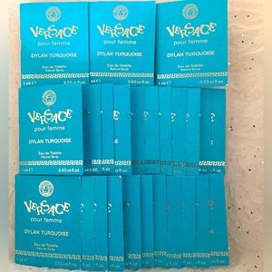 PERFUME LOT OF 25 VERSACE DYLAN TURQUOISE WOMEN’S SAMPLES 1ml/ .03 oz bottles